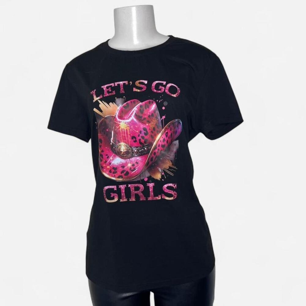 Pink cowgirl graphic tee cowboy girly country rodeo Western Midwest feminine L